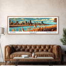 Tulsa Oklahoma Panoramic Wall Art, Mid Century Modern Framed Canvas Print, Retro Pop Art Travel Poster, Cityscape Decor, Office Wall Art