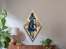 Classic Desert Wrangler Ride Diamond Shaped Canvas Art Print — Cowboy Illustration Western Retro Cactus Scene Country Wall Decor
