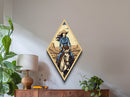 Bold Horizon Rider Diamond Shaped Retro Cowgirl Art Canvas Art Print Western Horseback Decor Rustic Americana Country Style