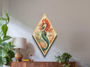 Dreamy Siren Realm Diamond Shaped Underwater Mermaid Scene Canvas Art Print Ethereal Sea Life Whimsical Coastal Home Decor