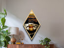 Sunset Sky Whiskey – Diamond Shaped Canvas Textured Print Luxury Cocktail Art, Golden Hour Bar Decor, Romantic Spirits Lounge Artwork