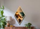 Coastal Blaze Horizon – Diamond Shaped Sunset Ocean Cliffs Canvas Textured Print, Dramatic Beach Wall Art, Golden Light Photography