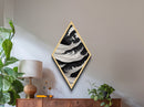 Monochrome Wave Fury – Diamond Shaped Japanese Style Ocean Print Canvas Textured Print, Bold Black and White Wall Art, Ink Style Sea