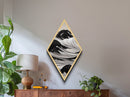 Abstract Wave Motion Diamond Shaped Ocean Scene Black White Canvas Textured Print Coastal Wall Art Living Room Modern Nautical Decor