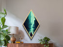 Cyber City Wanderer Diamond Shaped Futuristic Street Scene Canvas Art Print Urban Sci-Fi Decor Bedroom Gaming Lounge Statement Piece