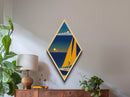 Sailboat Horizon Drift Diamond Shaped Ocean Sunset Scene Canvas Textured Print Coastal Wall Art Living Room Nautical Beach Decor