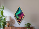 Aurora Nightfall Glow Diamond Shaped Northern Lights Forest Canvas Textured Print Nature Sky Landscape Wall Art Bedroom Peaceful Decor