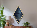 Celestial Forest Glow – Diamond Shaped Canvas Art Print with Starry Sky Scene, Dark Night Landscape, Nature Wall Hanging