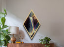 Rainbow Cascade Falls Diamond Shaped Canvas Embossed Print, Waterfall Landscape Art Print, Nature Wall Decor Mountain Scene
