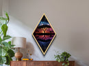 Cosmic Acacia Night – Diamond Shaped African Tree Silhouette Canvas Art Print with Starry Sky and Galaxy Reflection Landscape
