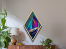 Vivid Sail Escape – Diamond Shaped Colorful Sailing Boat Canvas Art Print with Ocean Breeze and Bright Nautical Coastal Decor