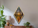 Tranquil Pine Forest Diamond Shaped Canvas Art Print, Minimal Nature Wall Decor, Rustic Cabin Style Woodland Print, Peaceful Tree Scene