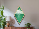 Misty Cloud Burst Diamond Shaped Soft Green Modern Canvas Textured Print Dreamscape Wall Art Serene Minimal Cloudy Sky Piece