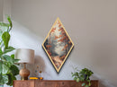 Diamond Shaped Autumn Forest Glow, warm foliage scenic Canvas Textured Print, cozy woodland path artwork, rustic fall home wall piece