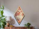 Diamond Shaped Scarlet Leaf Mist Scene, tranquil fall forest Canvas Art Print, red maple foliage decor, ethereal seasonal wall artwork