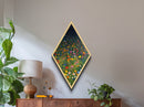 Starburst Bright Rays – Diamond Shaped Canvas Textured Print, retro abstract wall art, vibrant geometric design, bold midcentury decor