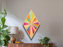 Rainbow Starburst — Diamond Shaped Canvas Art Print perfect accent wall piece nursery wall decor colorful burst geometric spectrum aesthetic