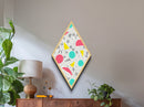 Memphis Style Shapes Diamond Shaped Canvas Embossed Print, 80s 90s Aesthetic Art, Colorful Geometric Wall Decoration