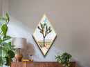 Joshua Tree Vista Diamond Shaped Canvas Textured Print, Desert Botanical Watercolor Art, Nature Landscape Wall Accent