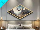 Skyblade Realms – Diamond Shaped Flying Dragon Kingdom Canvas Art Print with fantasy mountain range, medieval cliffs, and cinematic style