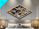 Mechanical Timecraft Detail Diamond Shaped Canvas Textured Print, Watch Movement Art, Industrial Engineering Gift, Steampunk Decor