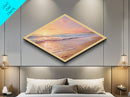 Sunset Over The Ocean Wood Framed Canvas Art Print, Nautical Painting, Seascapes Painting, Beach House Decor, Pacific Ocean Art