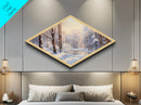Winter in The Woods, Framed Canvas Print Wall Art, Winter Centerpiece, Snowy Landscape Painting Home Decor, Above Sofa Art