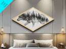 Wolf Spirit Forest Diamond Shaped Canvas Textured Print wildlife nature wall art rustic lodge decor majestic mountain wolf