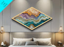 Agate Crystal Layers Diamond Shaped Canvas Art Print colorful gemstone wall art abstract mineral decor modern nature style