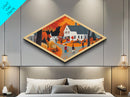 Kaleidoscope Burst One Diamond Shaped Canvas Art Print modern abstract colorful geometric wall decor vibrant living room gift