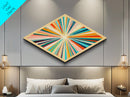 Kaleidoscope Burst Three Diamond Shaped Canvas Embossed Print bold abstract colorful explosion modern home decor housewarming gift