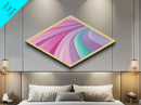 Dream Swirl Diamond Shaped Canvas Embossed Print soft pastel pink green abstract wall decor modern teen girl room unique aesthetic print