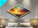 Retro Burst Vibe Diamond Shaped Canvas Art Print Midcentury pop abstract starburst wall decor office accent bold colorful gift