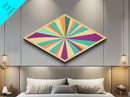 Radiant Color Wheel Diamond Shaped Canvas Art Print Modern pop abstract retro burst design bright living room wall accent decor