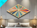 Radiant Energy Burst Diamond Shaped Canvas Art Print vibrant explosion of color modern abstract decor perfect living room focal wall piece