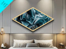 Oceanic Swirl Dream Diamond Shaped Canvas Art Print Aqua Abstract Texture Movement Coastal Blue Decor Modern Bedroom Nautical Accent