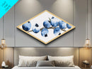 Blueberries Watercolor Painting Print - Diamond Shaped Wall Art - Breakfast Nook Painting - Canvas Texture Print - Kitchen Wall Art