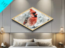 Female Cardinal Watercolor Print, Diamond Shaped Wall Art, Bird Painting, Birdwatcher Gift, Red Cardinal Art, Birdwatching Art