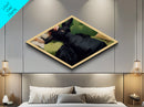 Reclining Lady in Black Diamond Shaped Canvas Textured Print vintage figurative portrait dramatic moody dark academia home style