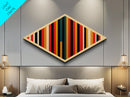 Bold Retro Stripes Diamond Shaped Canvas Embossed Print modern geometric color block design minimalist abstract vertical wall art