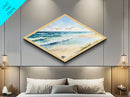 Diamond Shaped Reflective Peaks Canvas Art Print Mountain Lake Reflection Serene Landscape Rustic Nature Wall Decor Watercolor Look