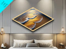 Golden Shoreline Tide – Diamond Shaped Ocean Wave Wall Decor, Coastal Nature Canvas Embossed Print, Beach Sunset Home Accent