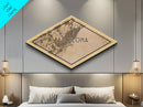 Barcelona - Spain Diamond Shaped City Map, Custom Diamond Shaped Wall Art, City Map Canvas