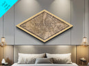 Budapest - Hungary Diamond Shaped City Map, Custom Diamond Shaped Wall Art, City Map Canvas