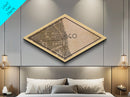 Chicago Diamond Shaped City Map, Custom Diamond Shaped Wall Art, City Map Canvas