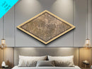 Kansas City Diamond Shaped City Map, Custom Diamond Shaped Wall Art, City Map Canvas