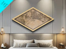 Long Beach Diamond Shaped City Map, Custom Diamond Shaped Wall Art, City Map Canvas