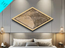 Los Angeles Diamond Shaped City Map, Custom Diamond Shaped Wall Art, City Map Canvas