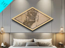 Miami Diamond Shaped City Map, Custom Diamond Shaped Wall Art, City Map Canvas