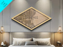 Milwaukee Diamond Shaped City Map, Custom Diamond Shaped Wall Art, City Map Canvas